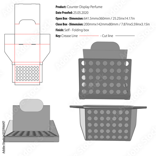 Counter Display Perfume packaging design template selflock die cut - vector photo