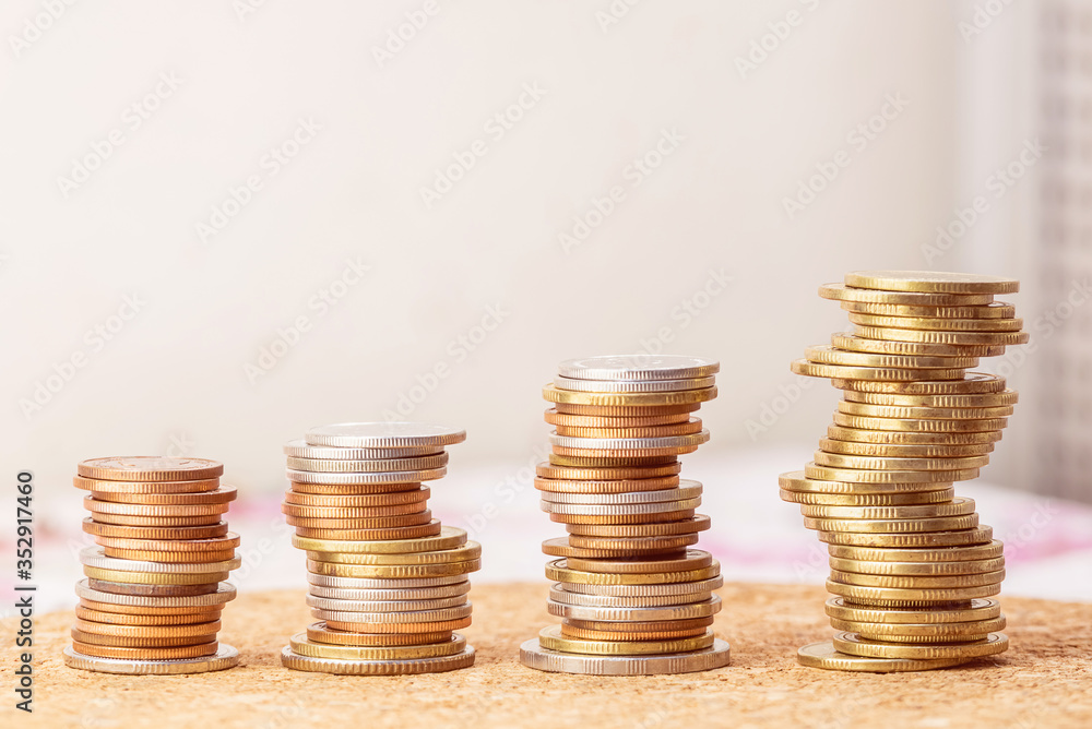 The coins are stacked in different positions The coins are stacked in different positions