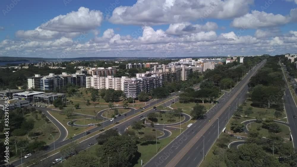 Beautiful drone aerial view of Brasilia city skyline with Beautiful drone aerial view of Brasilia city skyline with
