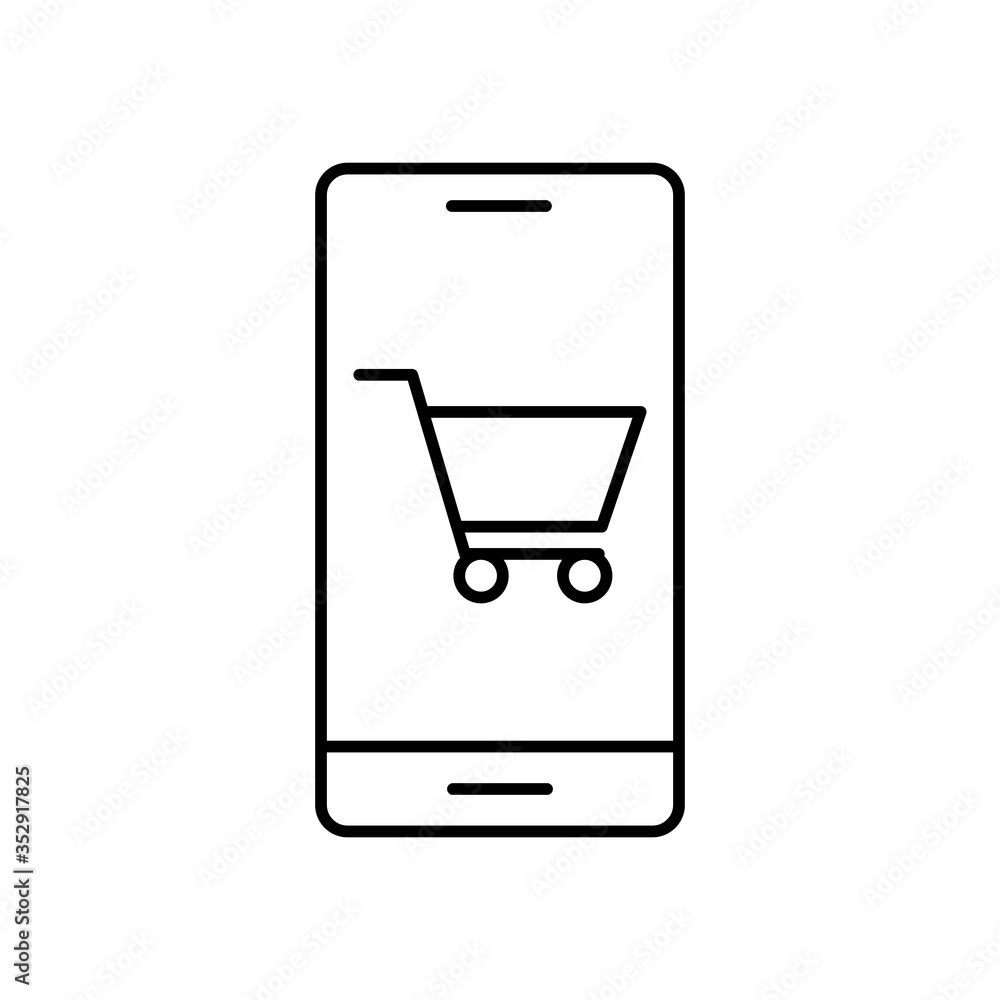 Smartphone with cart line style icon vector design Smartphone with cart line style icon vector design