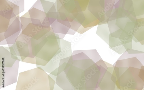 Multicolored translucent hexagons on white background. Yellow tones. 3D illustration