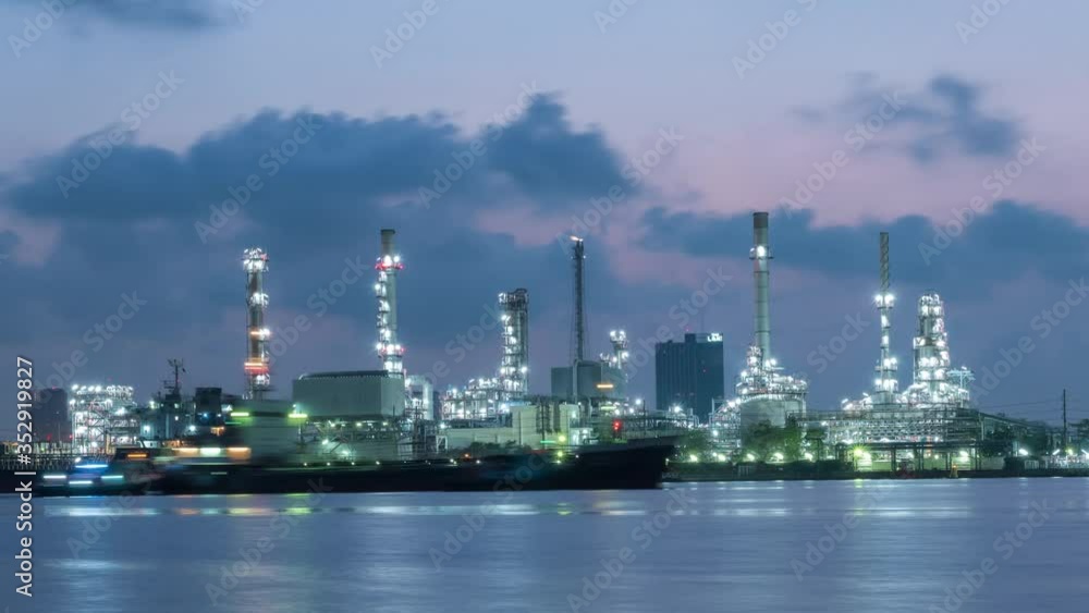 Time lapse Oil refinery. Oil refinery located in Bangkok, Thailand. Time lapse Oil refinery. Oil refinery located in Bangkok, Thailand.