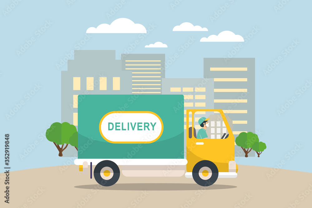 Naklejka premium Delivery vector transport flat design.