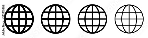 Globus icon collection.Web Kontakt Symbol. Black globus set design.Vector illustration