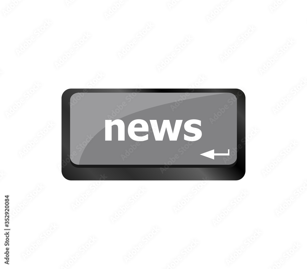 News text on a button computer keyboard keys