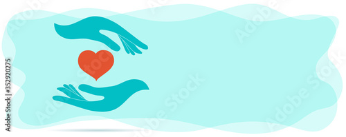 Volunteer donation or solidarity charity concept. Voluntary assistance and support service. Symbol hand giving and hand receiving. Organization of volunteers. Contribution