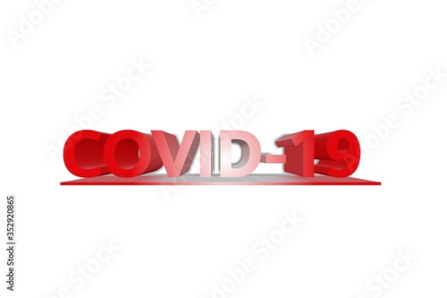 COVID 19 taxt with white background  photo