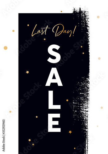 Last Day Sale sign over black creative design background vector