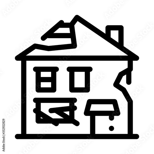 ruined house icon vector. ruined house sign. isolated contour symbol illustration