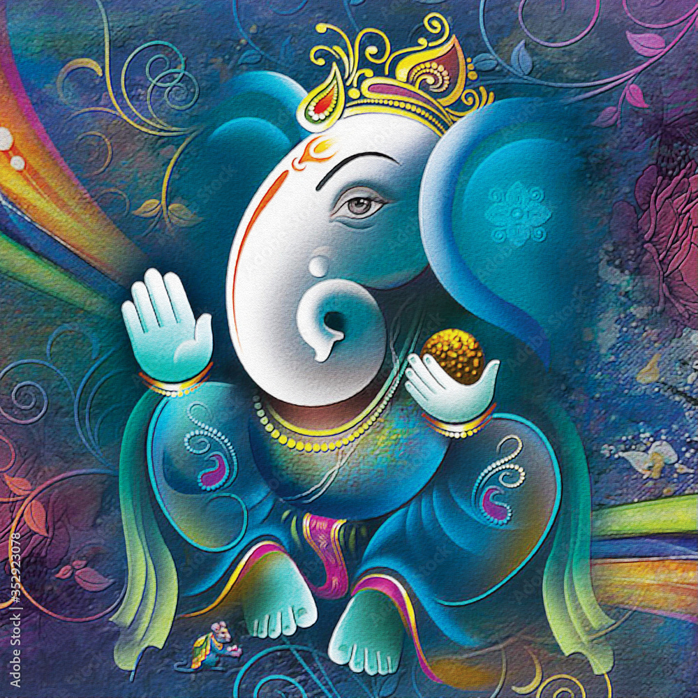 Ganesha Painting UV Wall Art Painting Or Wallpaper For Living Room And Ganesha Painting UV Wall Art Painting Or Wallpaper For Living Room And