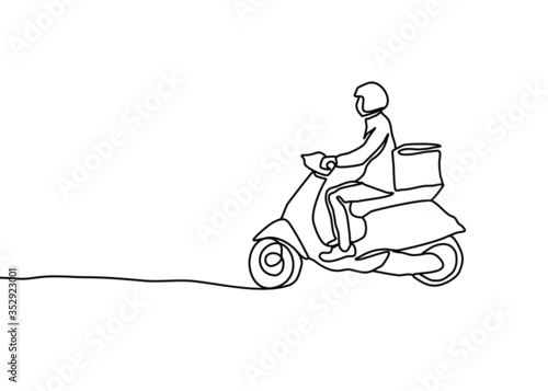 One continuous line drawing, , online delivery service concept, online order tracking, delivery home and office. 