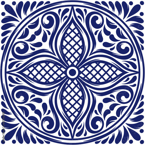 Italian ceramic tile pattern. Mediterranean porcelain pottery.