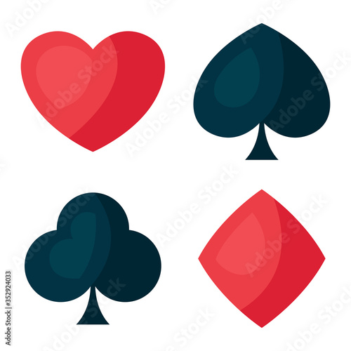 Set of four playing cards symbols.