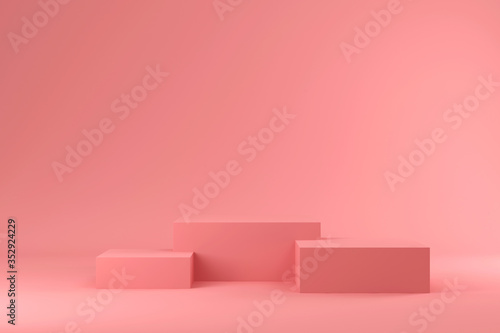 Empty Pink Podium on Studio Bacgkround. © Rashevskyi Media