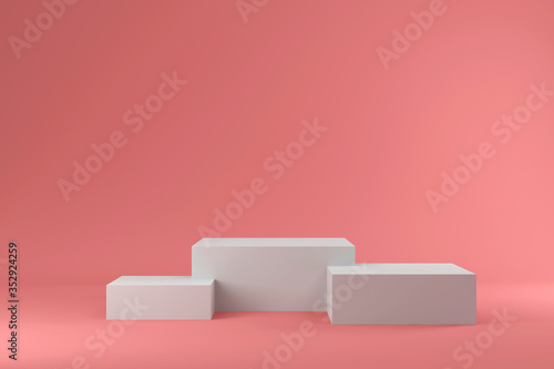 Empty White Podium on Pink Studio Bacgkround.  © Rashevskyi Media