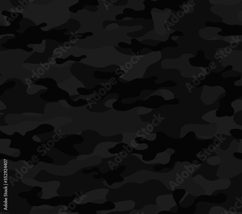 
Black  camouflage seamless vector print background.