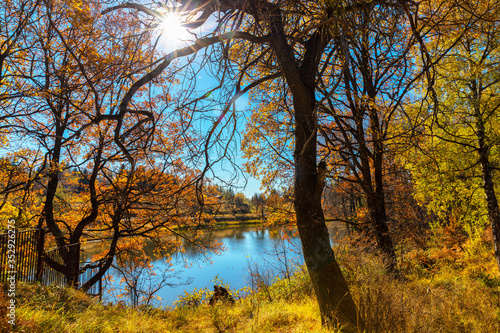 Beautiful autumn landscape, one of Smolyan lakes, Bulgaria