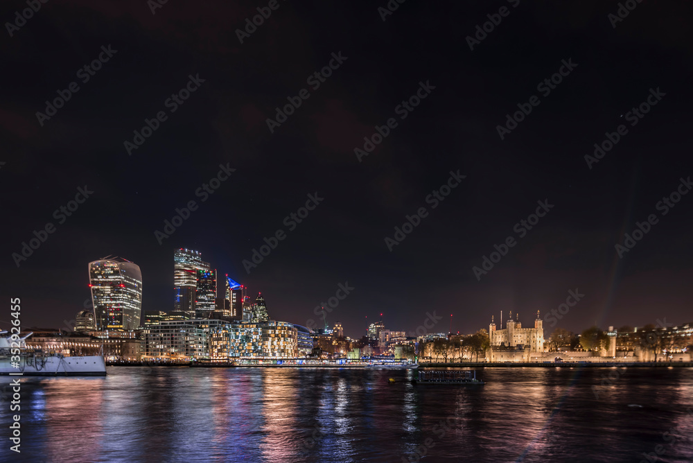 View of the London Skyline at dusk
