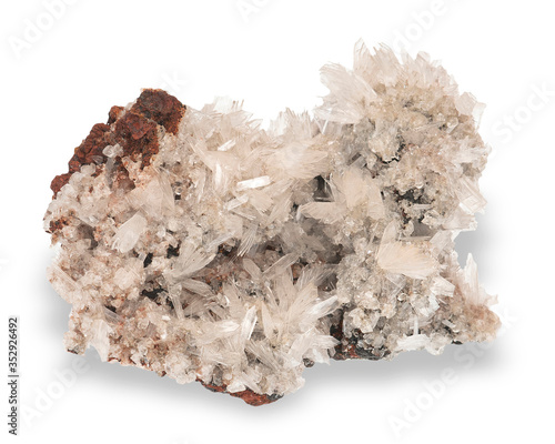 Hemimorphite or calamine mineral on white background