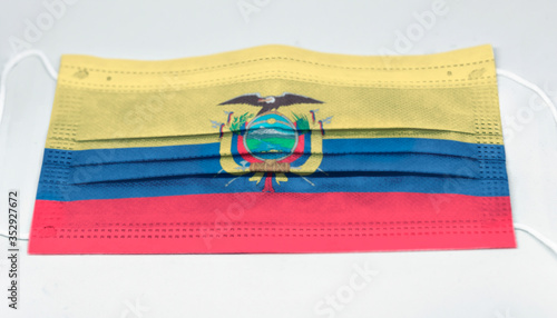 surgical mask with the national flag of Ecuador printed