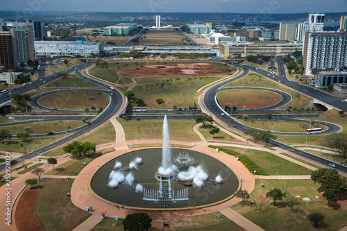 Brazil - Brasilia - General view towards Monumental axis with parlament building at the end