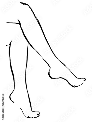 Line art of woman body on the white isolated background. Trendy minimalistic female art.