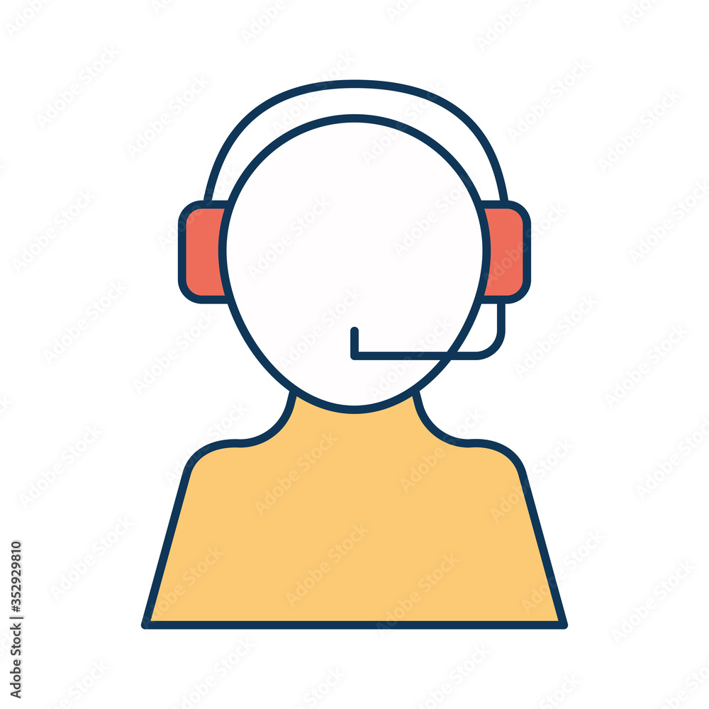 Avatar operator with headphone line and fill style icon vector design Avatar operator with headphone line and fill style icon vector design