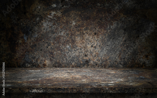 Dark rusty top table display