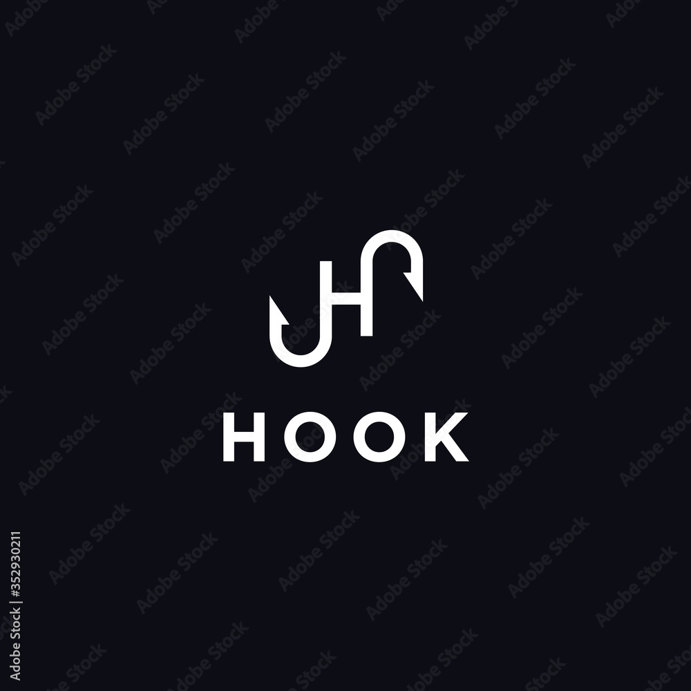 H hook logo. fishing icon H hook logo. fishing icon