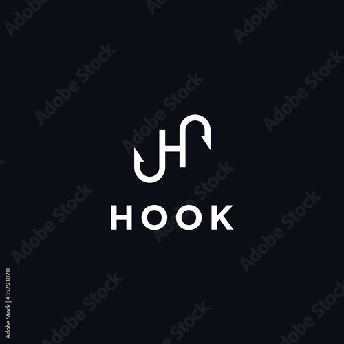H hook logo. fishing icon