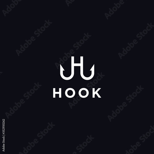 H hook logo. fishing icon