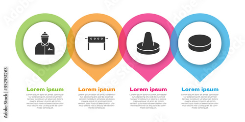 Set Hockey coach, Hockey table, Mallet for playing air hockey and Hockey puck. Business infographic template. Vector.
