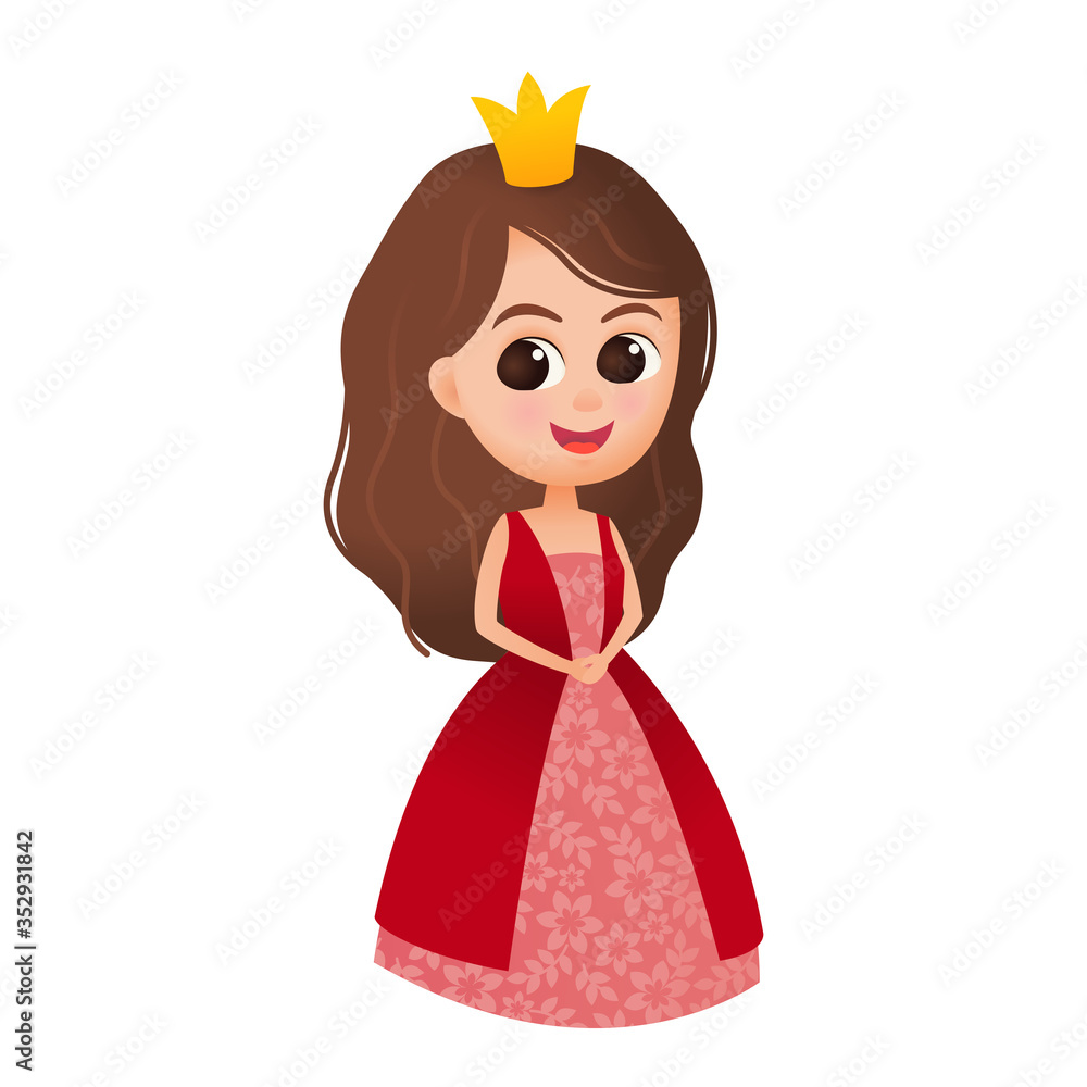 Princess, vector cute little girl in princess costume 