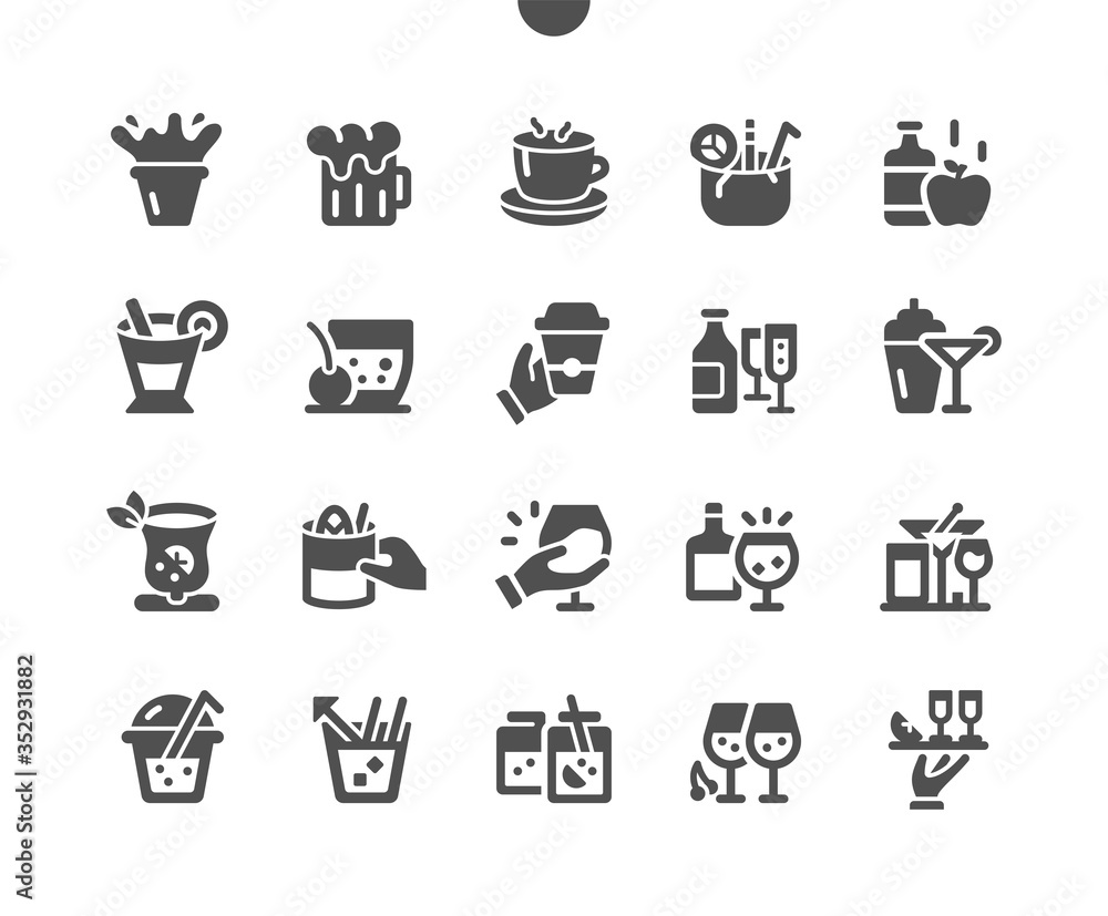 Drinks Well-crafted Pixel Perfect Vector Solid Icons 30 2x Grid for Web Graphics and Apps. Simple Minimal Pictogram Drinks Well-crafted Pixel Perfect Vector Solid Icons 30 2x Grid for Web Graphics and Apps. Simple Minimal Pictogram