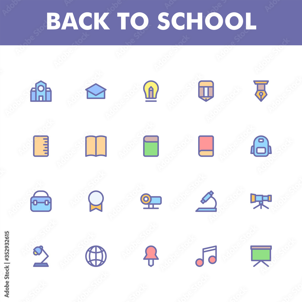 Education icon pack isolated on white background. for your web site design, logo, app, UI. Vector graphics illustration and editable stroke. EPS 10.