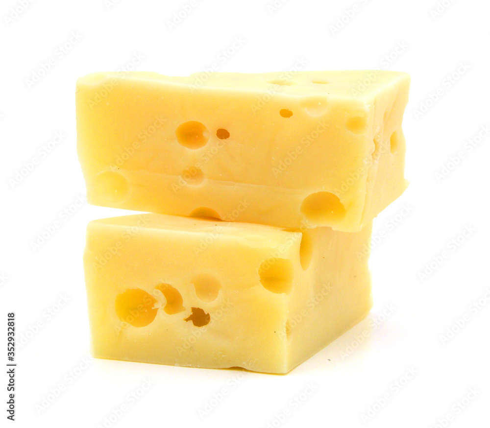 piece of cheese isolated on a white background piece of cheese isolated on a white background
