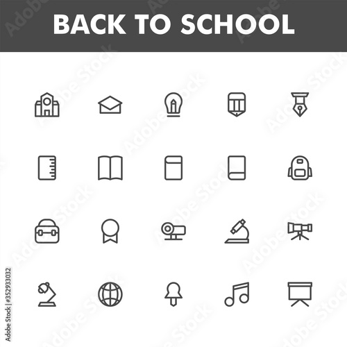 Education icon pack isolated on white background. for your web site design, logo, app, UI. Vector graphics illustration and editable stroke. EPS 10.