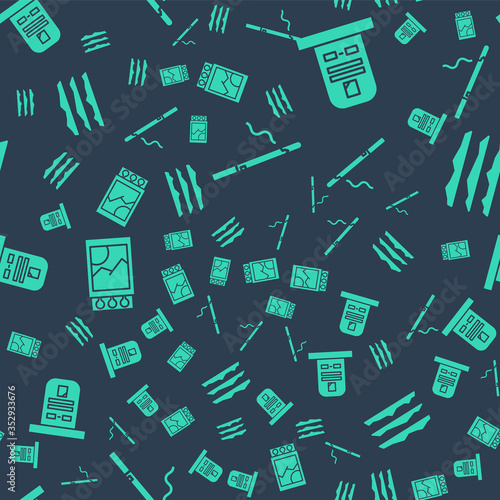 Set Cigarette, Tombstone with RIP written, Open matchbox and matches and Cocaine or heroin drug on seamless pattern. Vector