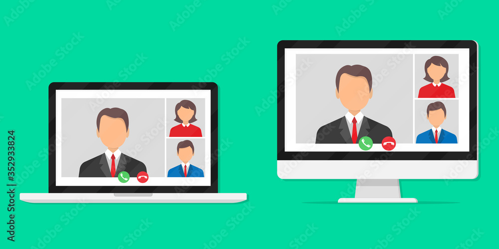 Online Conference Meeting. Remote workers, work from home. Team call. Online Conference Meeting. Remote workers, work from home. Team call.