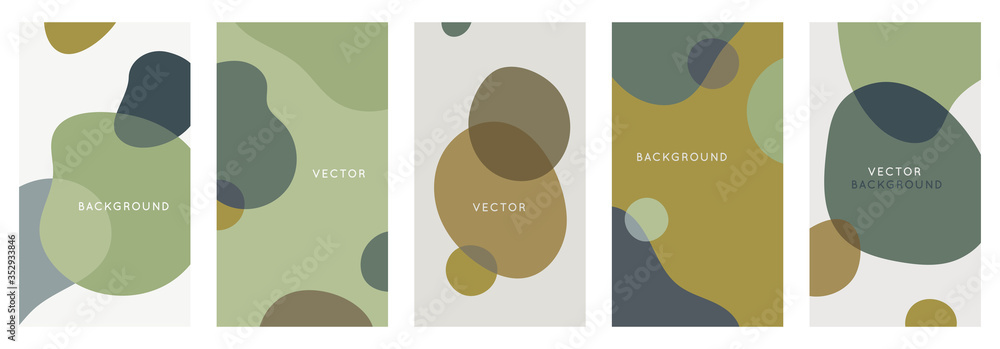 Vector set of abstract creative backgrounds in minimal trendy style with copy space for text - design templates for social media stories - obrazy, fototapety, plakaty 