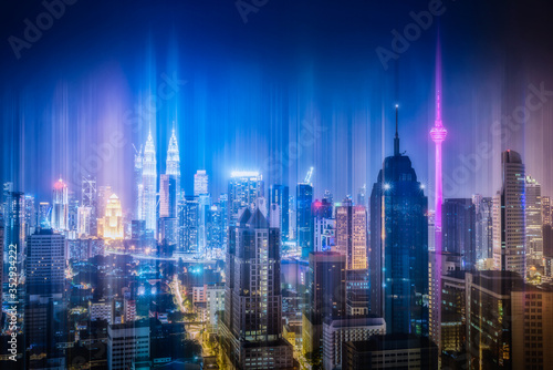 Canvas Print Cityscape of Kuala lumpur city skyline at night in Malaysia.