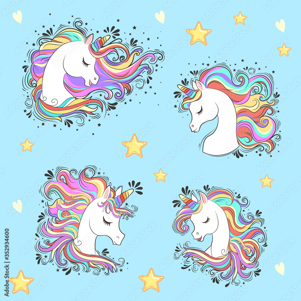 Obraz premium unicorn collection set