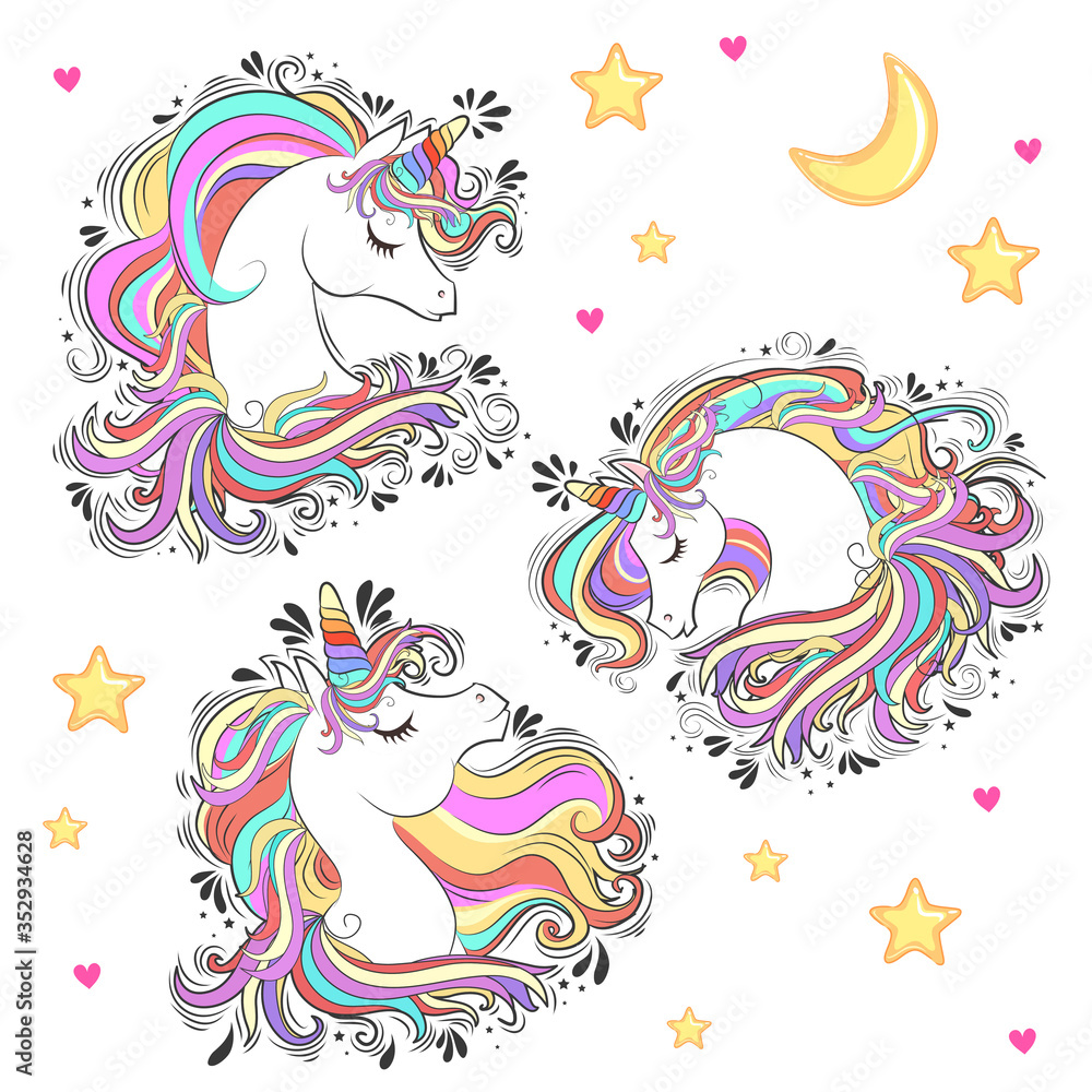 Obraz premium unicorn collection set