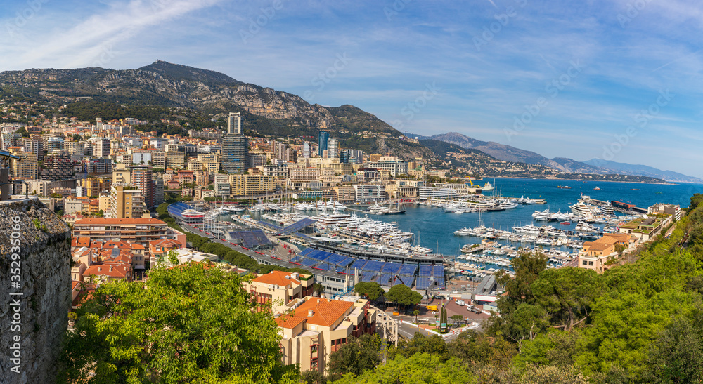 Panoramic view on bay of Monaco from top