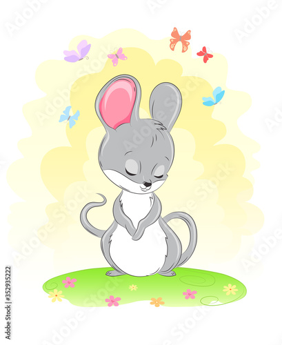 Cute little mouse vector illustration