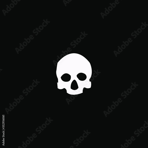 White skull icon on the black background for graphic and web design. Simple vector sign. Internet concept symbol for website button or mobile app