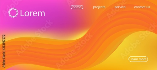 3d Fluid Lucid Vector Background. Landing Page, Orange, Pink Background. 