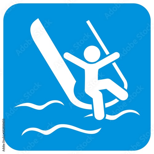 toboggan, swimming pool, icon at blue frame, vector 
