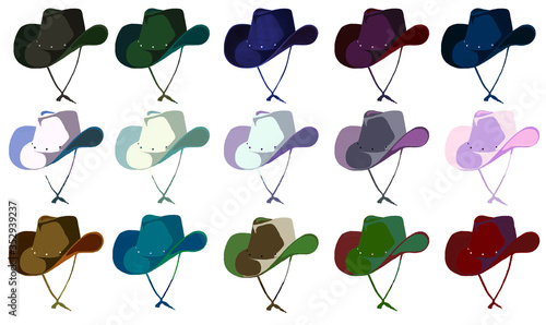 Fifteen cowboy hats photo