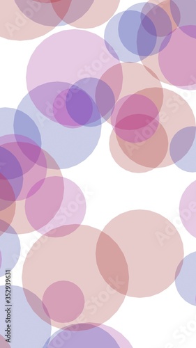 Multicolored translucent circles on a white background. Pink tones. 3D illustration